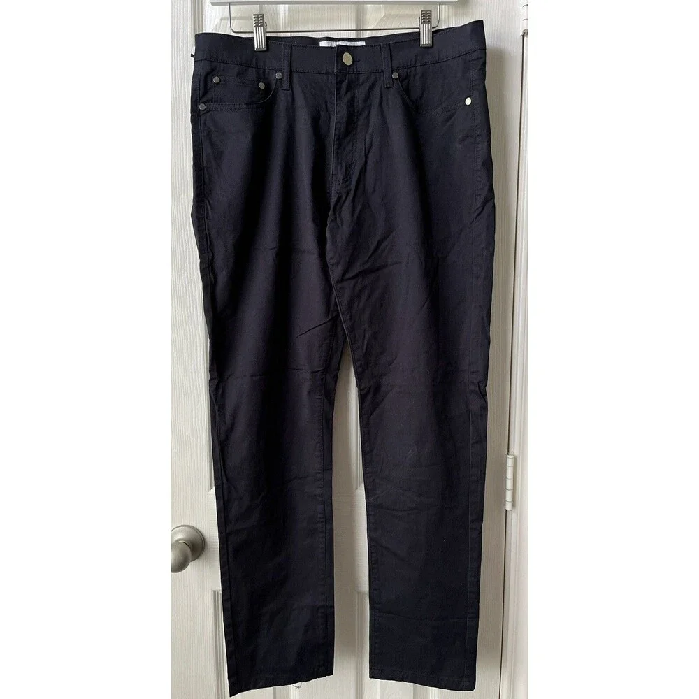 NEW Collars & Co CEO Chino Five Pocket Cotton Pants Navy Blue 32x30 Golf Work - Picture 2 of 11